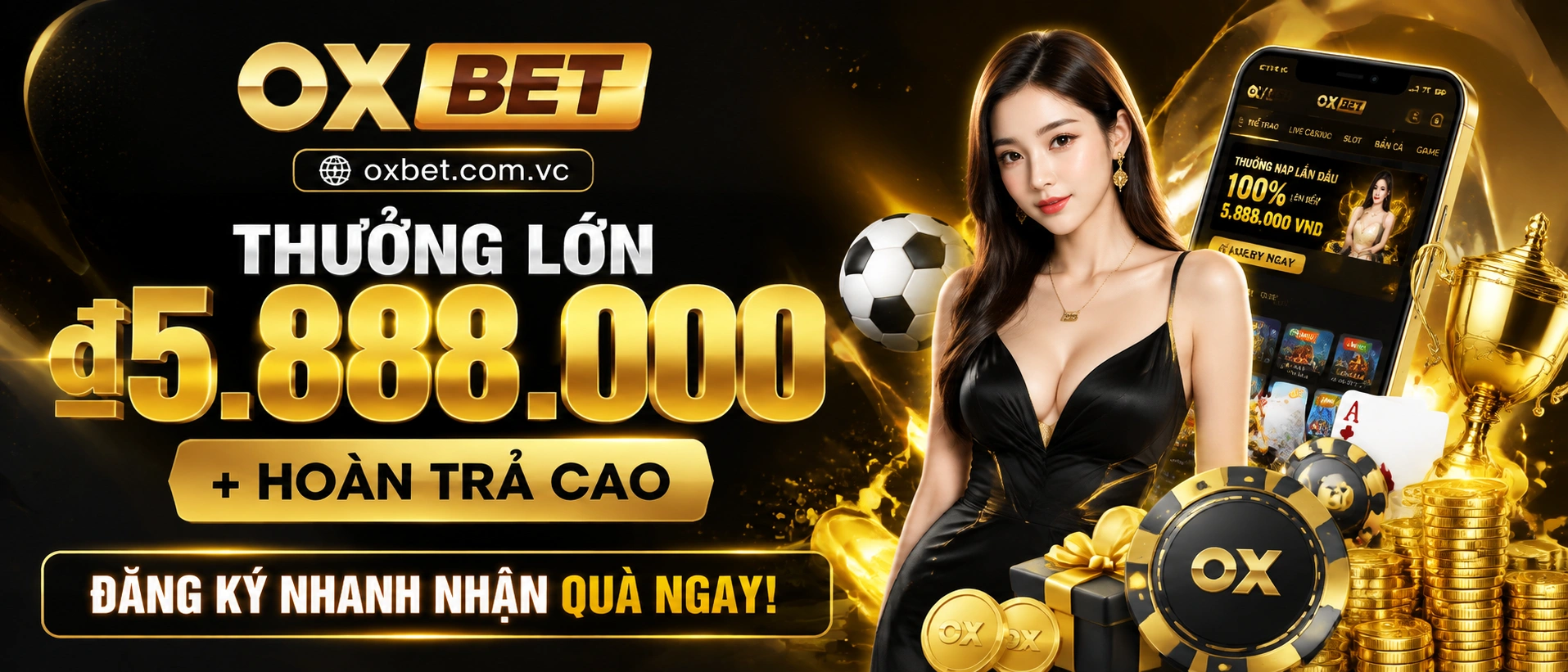 Sảnh OXBET với giao diện casino trực tuyến và trò chơi nổi bật
