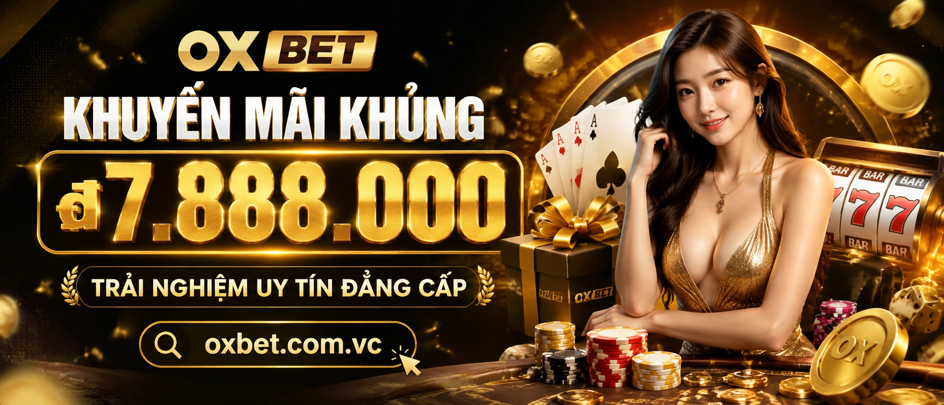 Sảnh OXBET với giao diện casino trực tuyến và trò chơi nổi bật